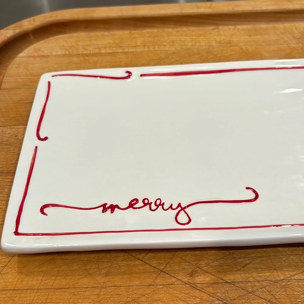Mud Pie - Plaid Christmas Tree Merry/HoHoHo Hostess Tray